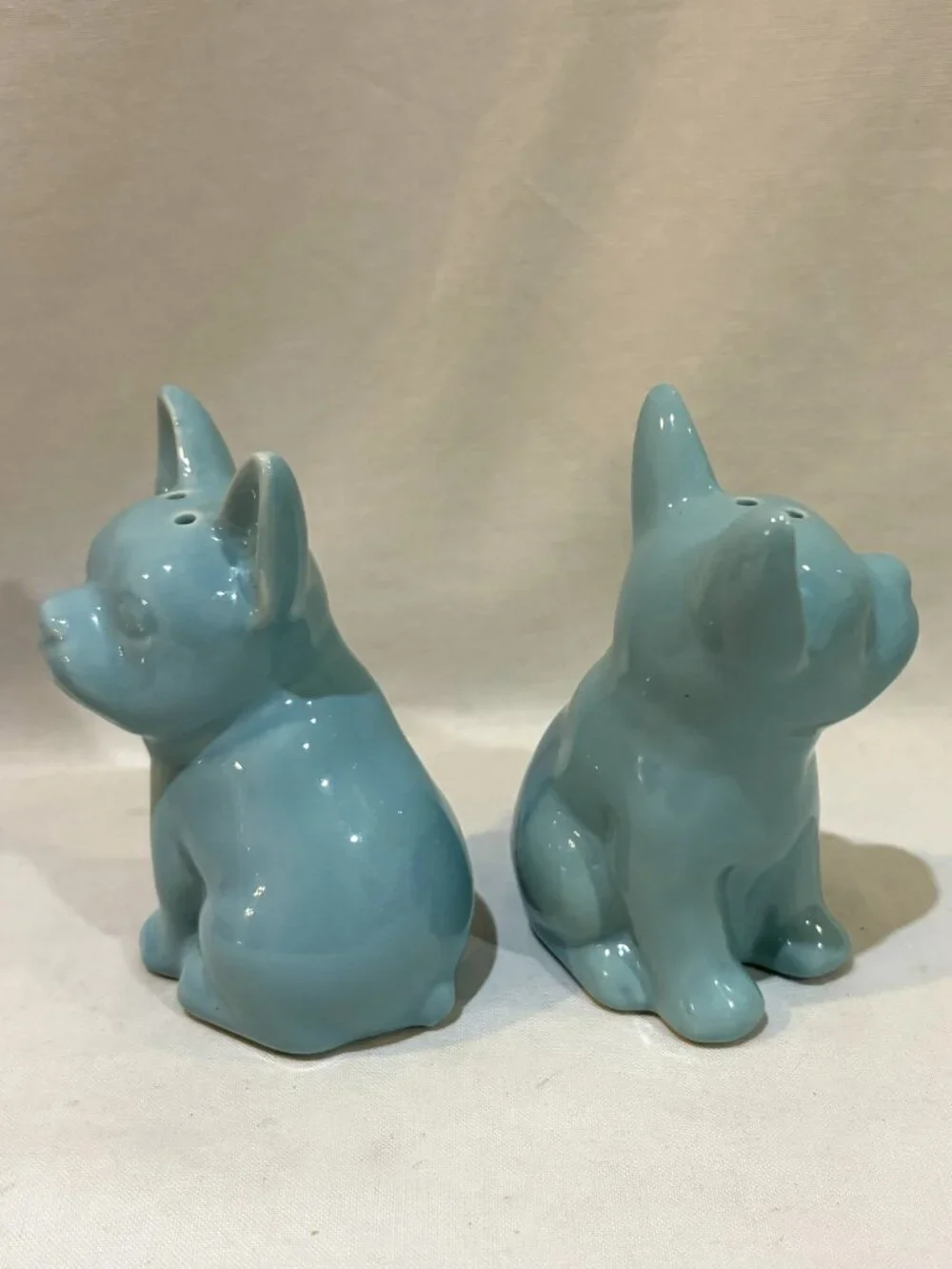 Target French Bulldog Frenchy Salt Pepper Shaker Set Turquoise Blue